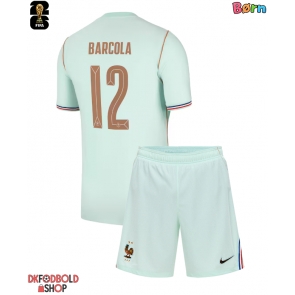 Frankrig Bradley Barcola #12 Udebanesæt Børn VM 2026 Kort ærmer (+ korte bukser)